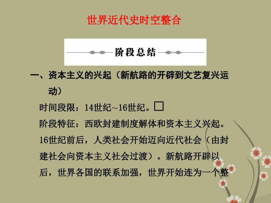 新课标高三历史二轮复习专题ppt课件10《世界近代史时空整合》_第1页