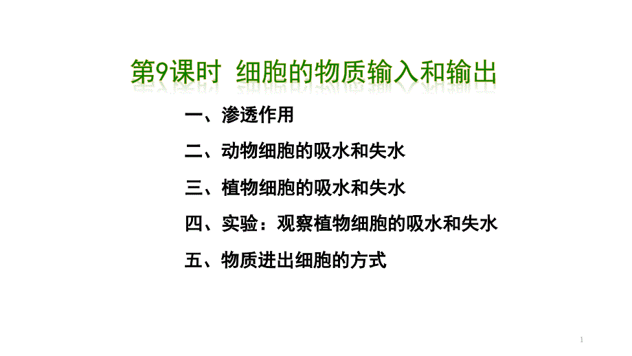 2022届高考生物一轮复习-细胞的物质输入和输出ppt课件_第1页