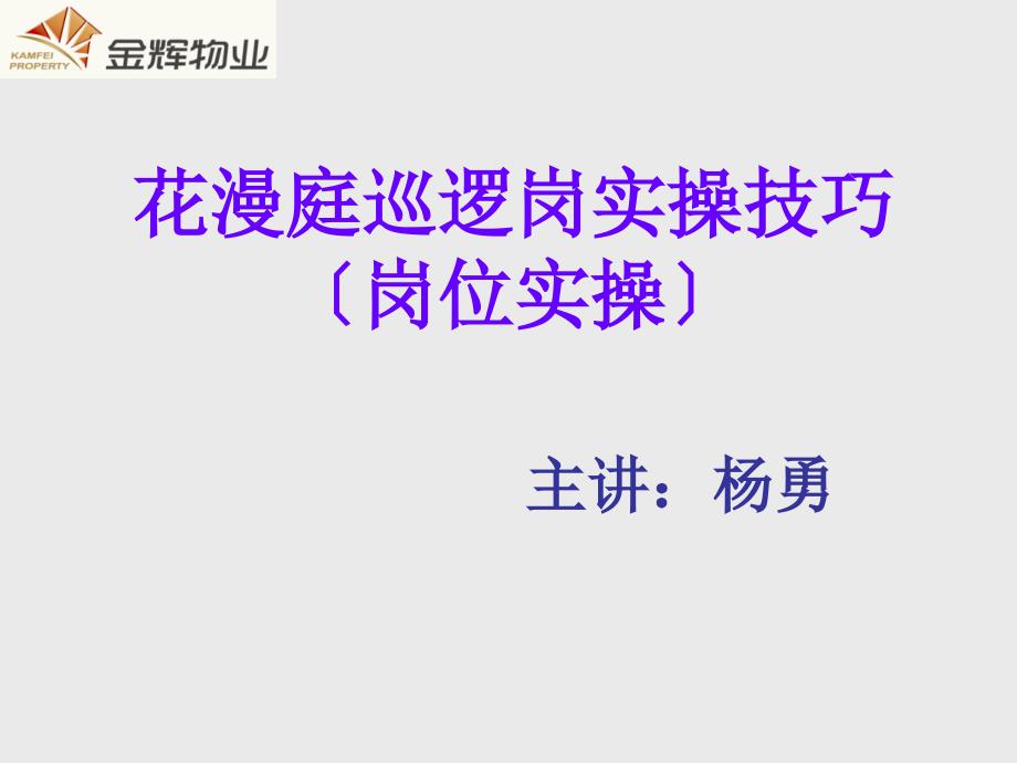 金辉物业巡逻岗实操技巧课件_第1页