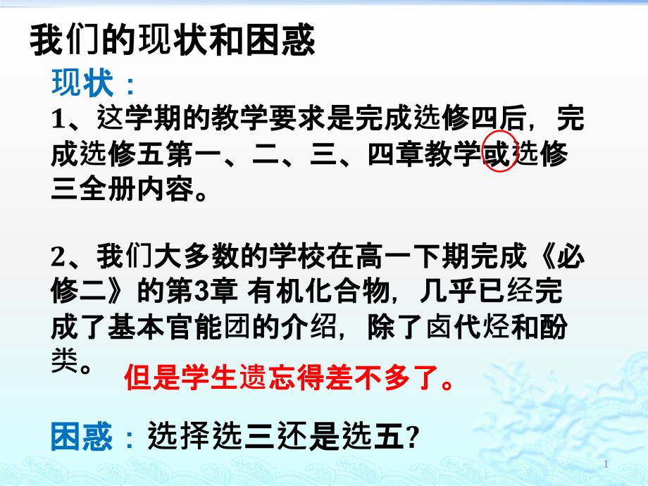 基于核心素养高二化学(下)选修模块具体问题与建议课件_第1页