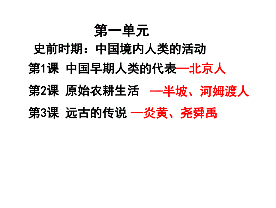 人教部编版历史七年级上册期中复习ppt课件：第1-10课_第1页