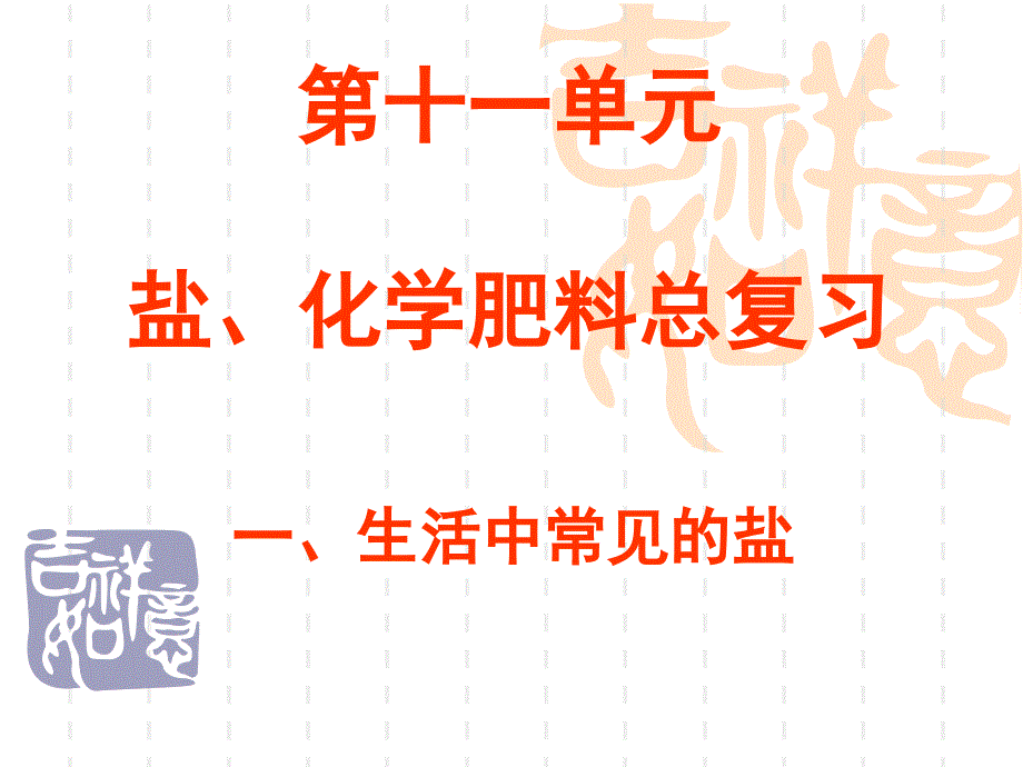 初中九年级(初三)化学ppt课件-盐和化肥单元复习_第1页