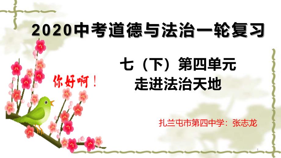 内蒙古某中学2020届九年级中考专题复习ppt课件：七年级下册第四单元走进法治新天地_第1页