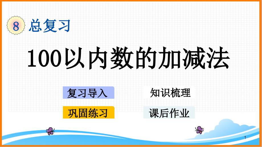 新人教版一年级数学下册第八单元《100以内数的加减法》教学ppt课件_第1页