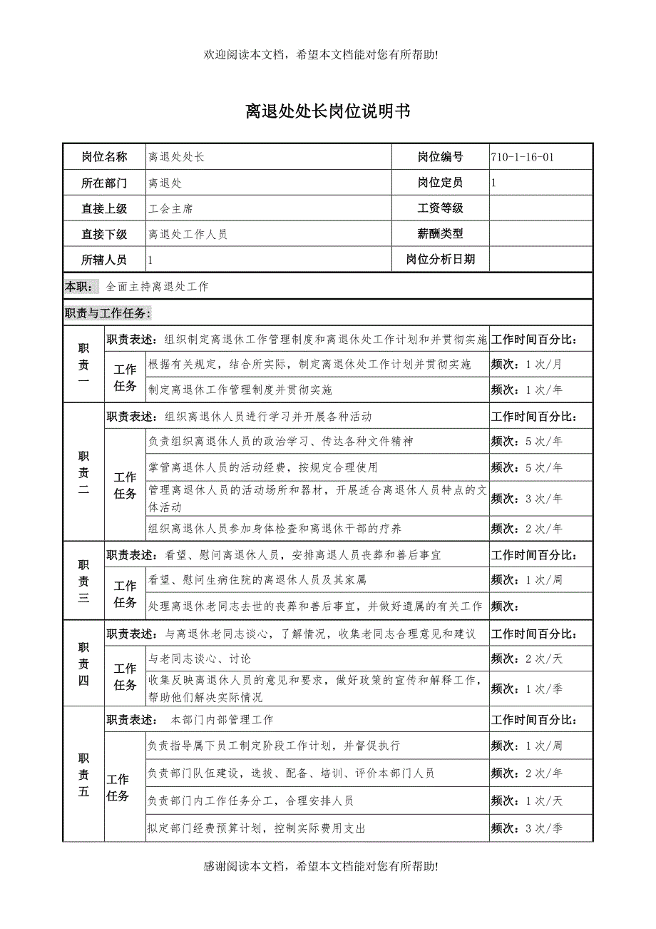 离退处处长岗位说明书_第1页