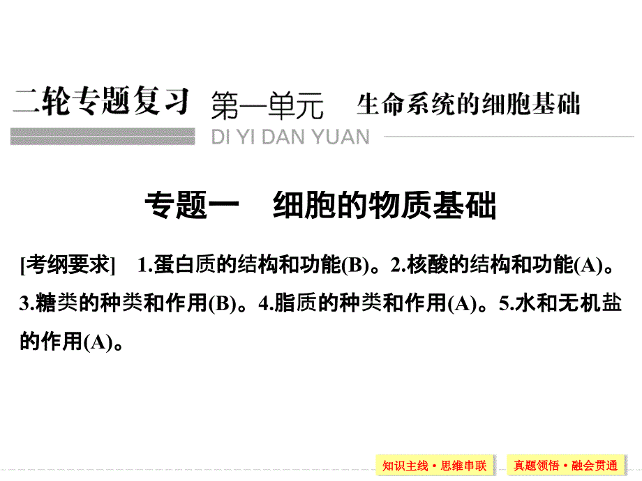 高中生物二轮复习ppt课件人教版第一单元专题一解析_第1页