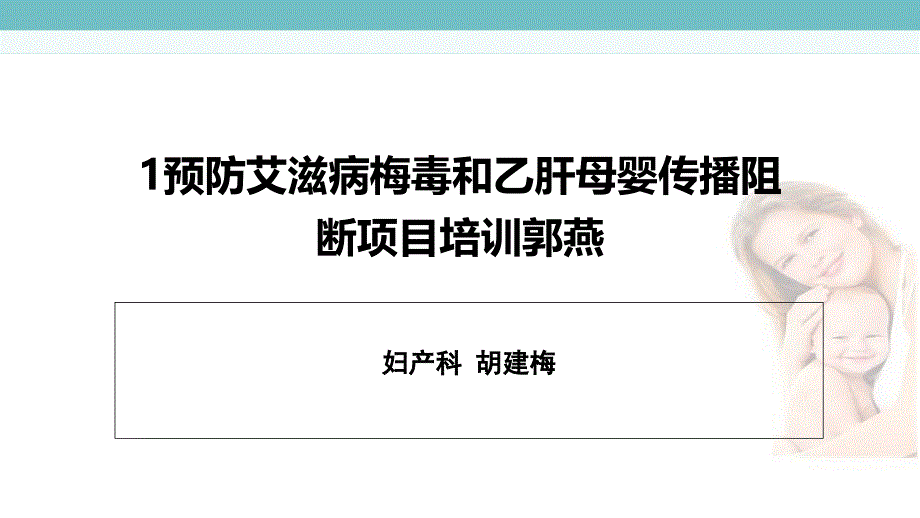 预防艾滋病梅毒和乙肝母婴传播阻断项目培训课件_第1页