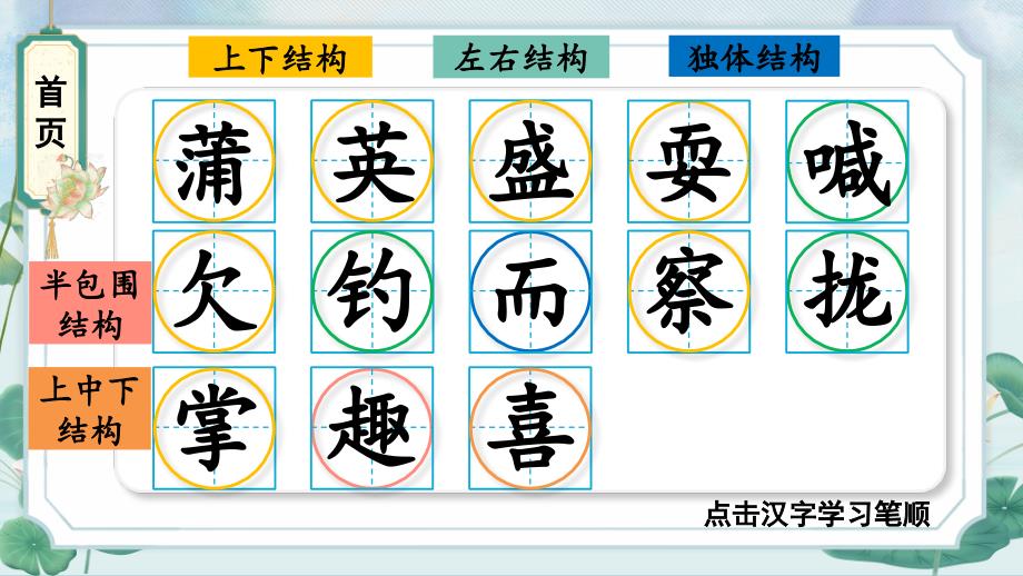 部编版三年级语文上册-16-金色的草地-生字笔顺-ppt课件_第1页