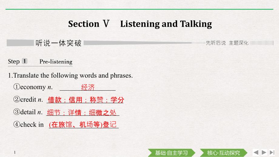 人教版新教材高中英语必修一导学-Unit-2-TRAVELLING-AROUND-Section-Ⅴ-Listening-and-Talking课件_第1页