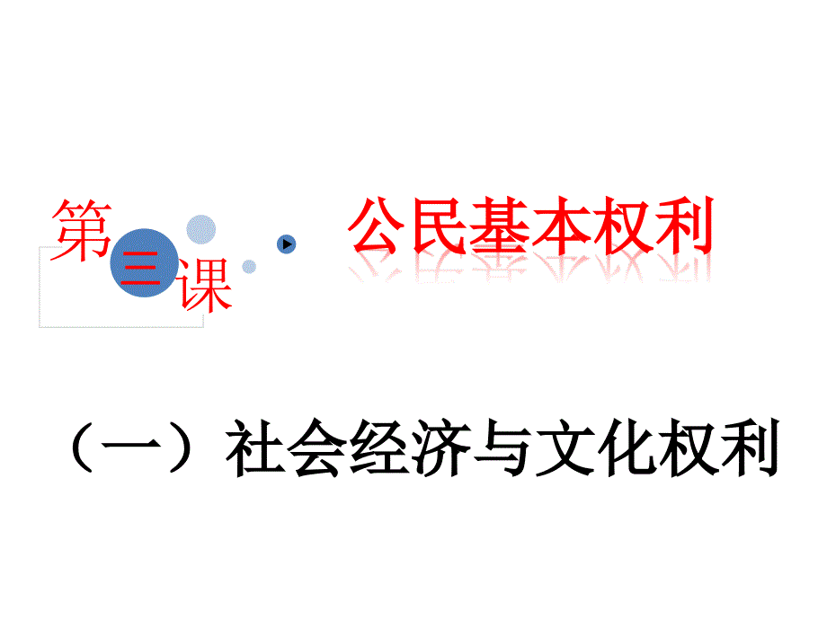 第三课公民基本权利（三）社会经济与文化教育权利ppt课件_第1页