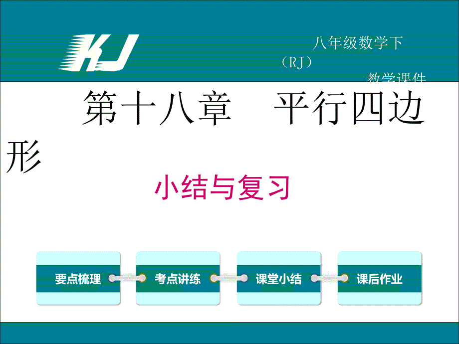 八年级数学下册ppt课件平行四边形小结与复习_第1页