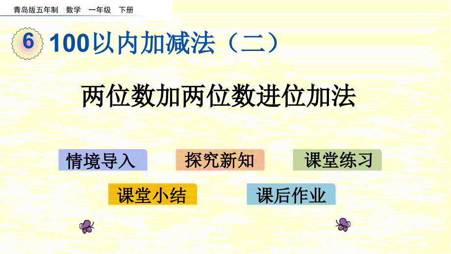 青岛版数学ppt课件(一下)两位数加两位数进位加法_第1页