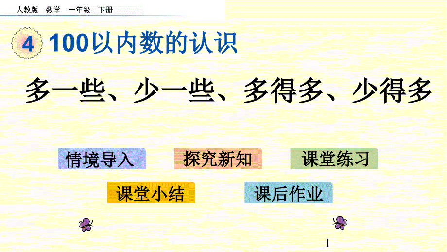 人教版一下数学ppt课件-多一些、少一些、多得多、少得多_第1页