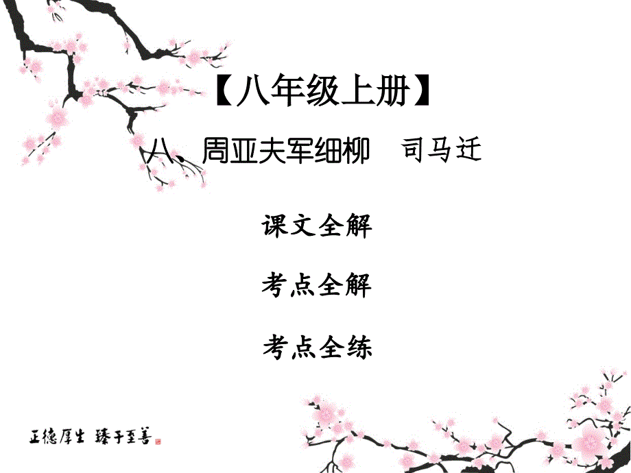 2020中考课内文言文专题复习ppt课件《周亚夫军细柳》_第1页