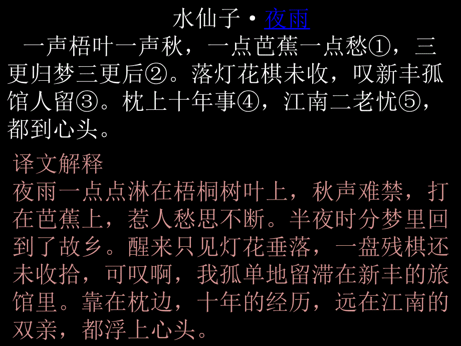 水仙子夜雨解释一点芭蕉一点愁【元】徐再思课件_第1页