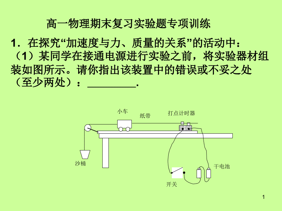 高中物理必修一实验练习题课件_第1页