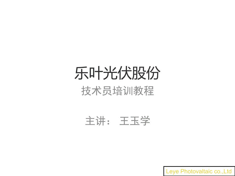 乐叶光伏股份有限公司培训资料啊_第1页