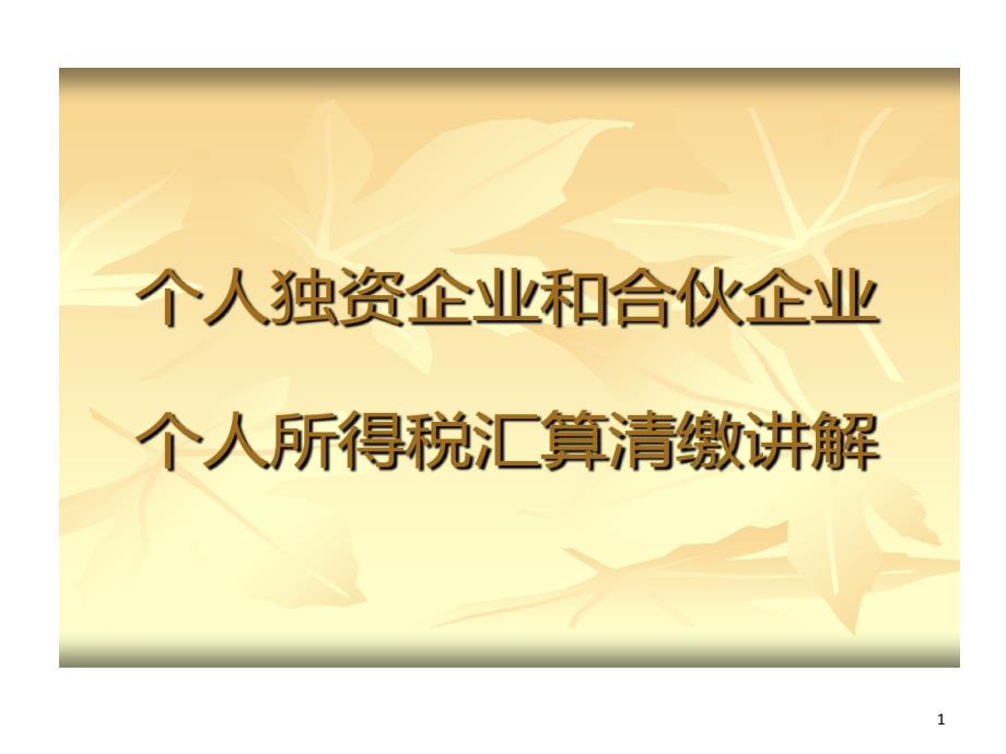 个人独资企业和合伙企业个人所得税汇算清缴讲解课件_第1页