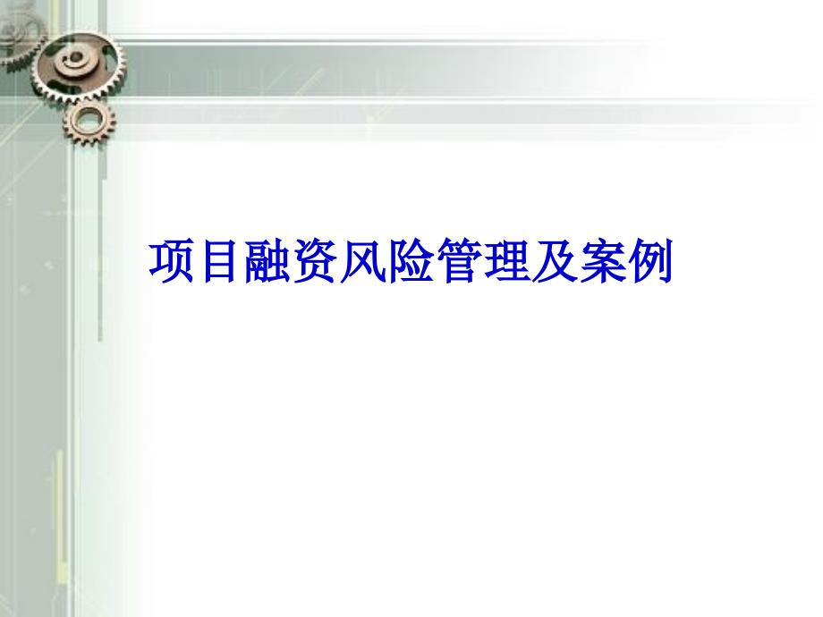 项目融资风险管理及案例资料课件_第1页