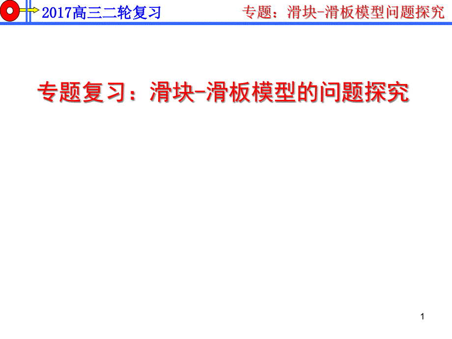 专题复习滑块木板问题课件_第1页