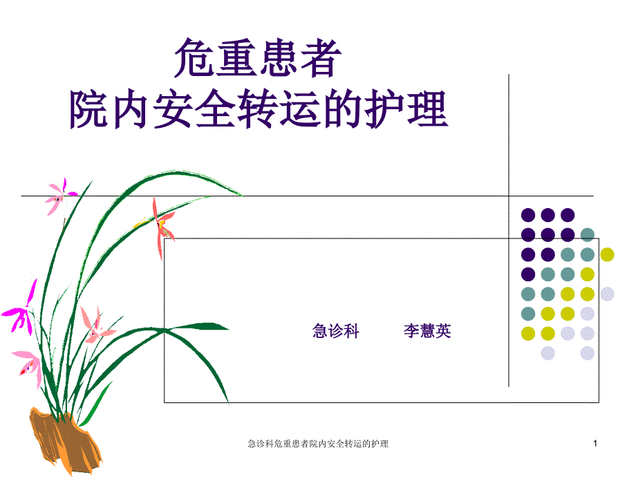 急诊科危重患者院内安全转运的护理 课件_第1页