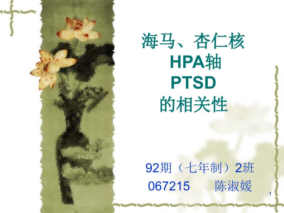 海马、杏仁核-HPA轴-PTSD的相关性课件_第1页