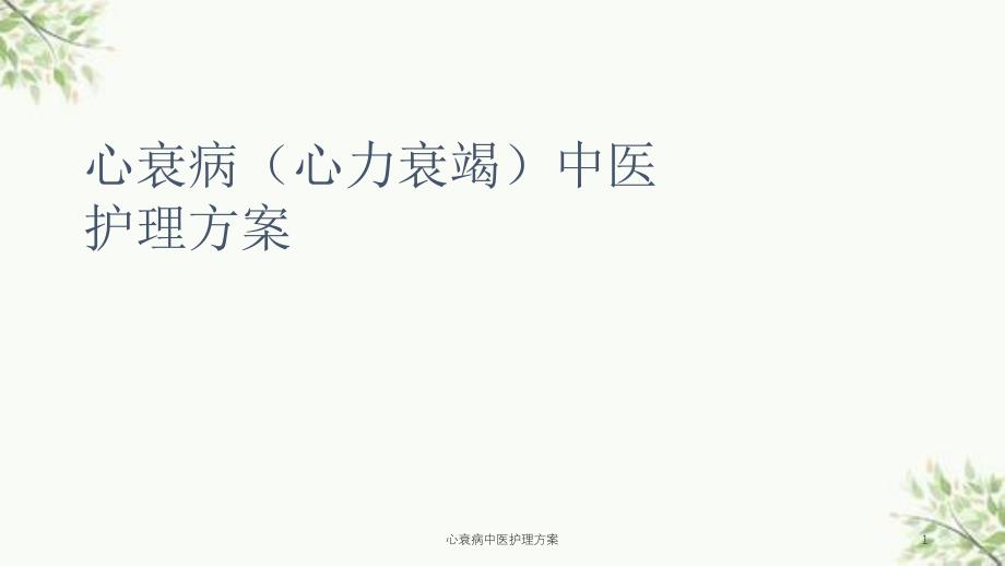 心衰病中医护理方案ppt课件_第1页