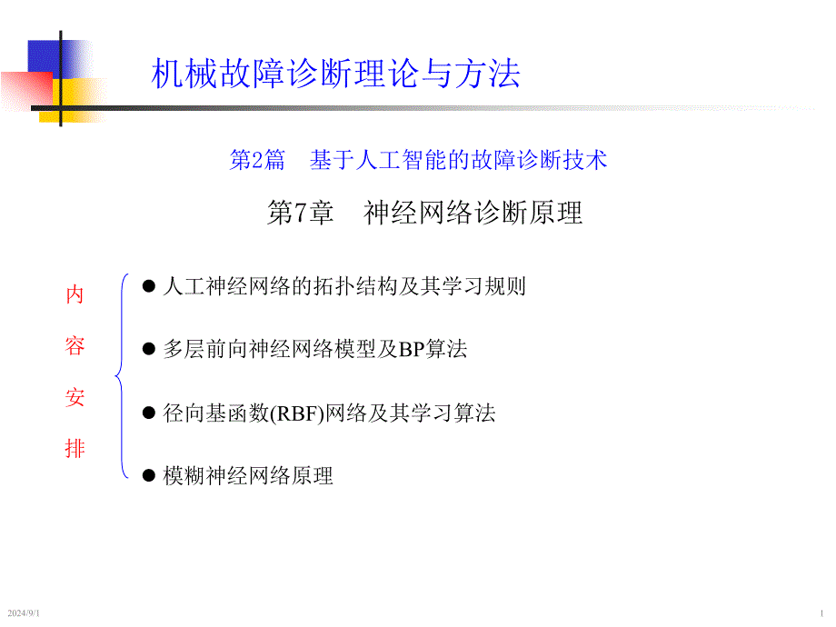 机械故障诊断学钟秉林第7章神经网络诊断原理课件_第1页