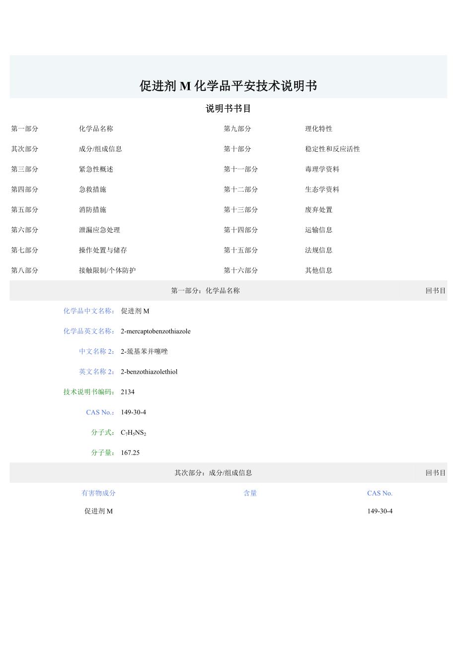 促进剂M化学品安全技术说明书_第1页