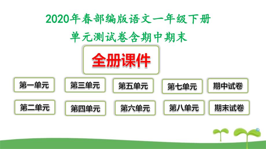 2020春部编版一年级下册语文全册单元测试卷附答案ppt课件版_第1页