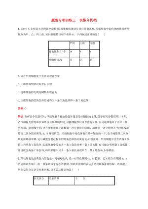 高考生物二輪復(fù)習(xí) 題型專項(xiàng)訓(xùn)練3 表格分析類（含解析）-人教版高三生物試題