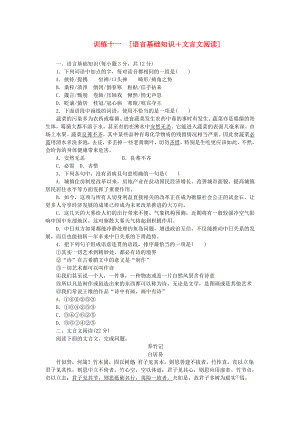 高三語文二輪專題復(fù)習(xí) 訓(xùn)練11 語言基礎(chǔ)知識＋文言文閱讀