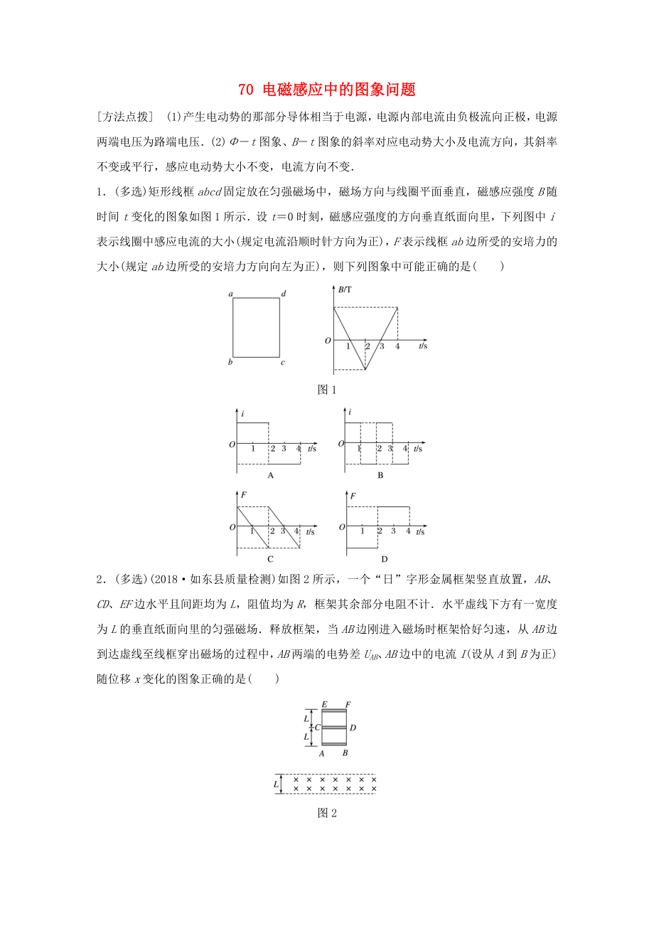 高考物理一輪復(fù)習(xí) 第九章 電磁感應(yīng) 微專題70 電磁感應(yīng)中的圖象問題備考精煉-人教版高三物理試題_第1頁