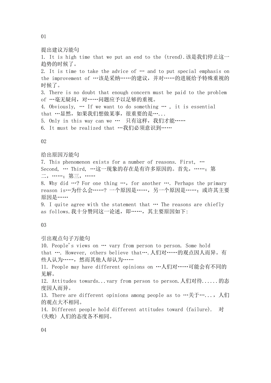 初中英语写作万能句型60例分类总结_第1页