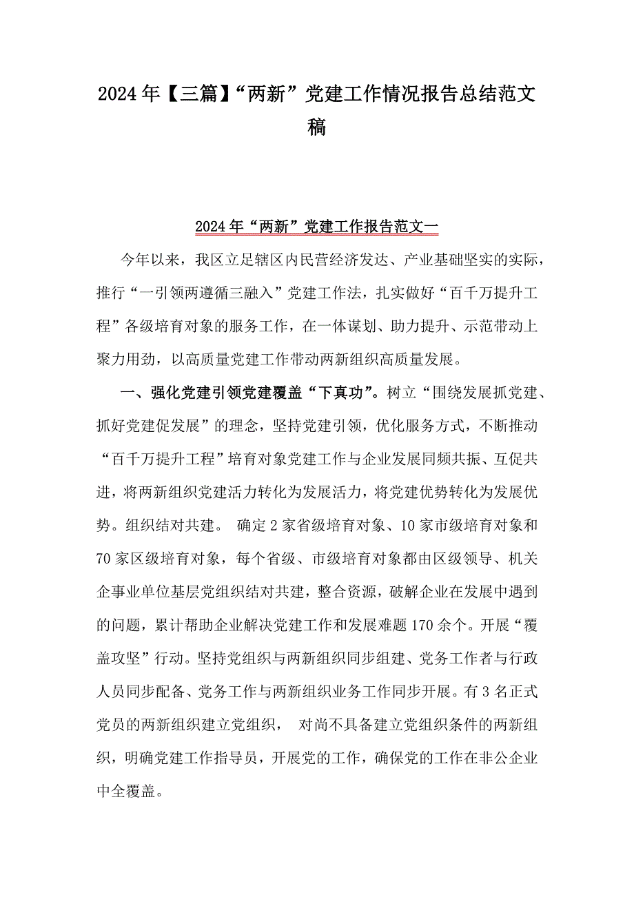 2024年【三篇】“兩新”黨建工作情況報(bào)告總結(jié)范文稿_第1頁