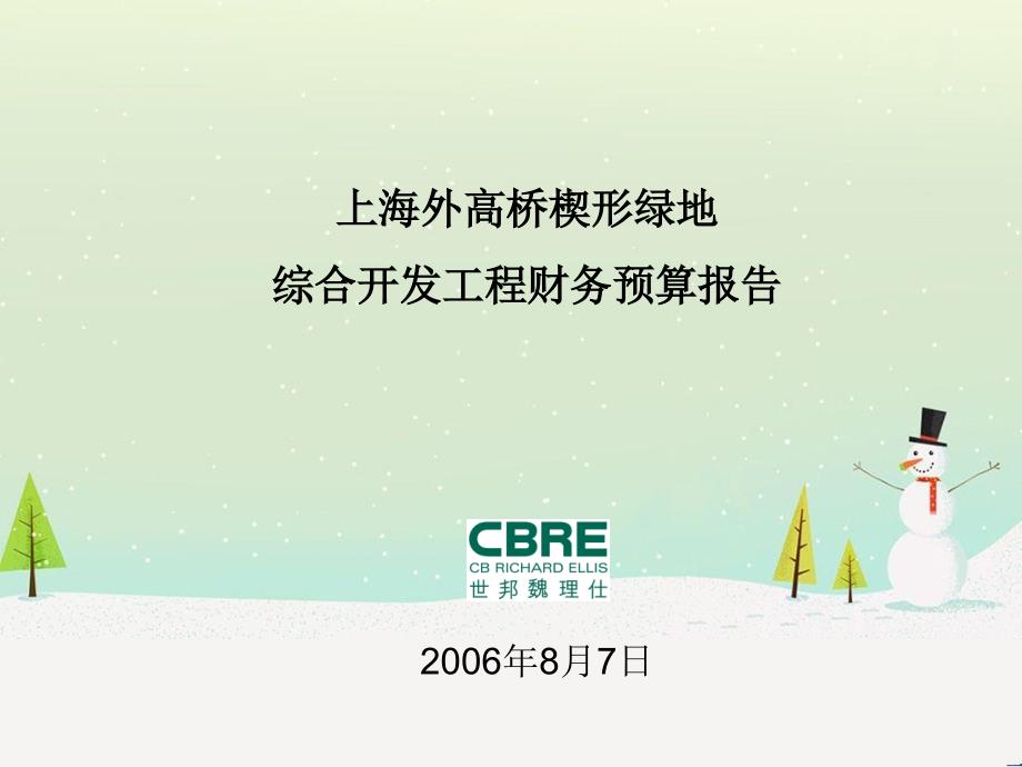 世邦魏理仕上海外高桥楔形某地产综合开发项目财务预算报告39页_第1页