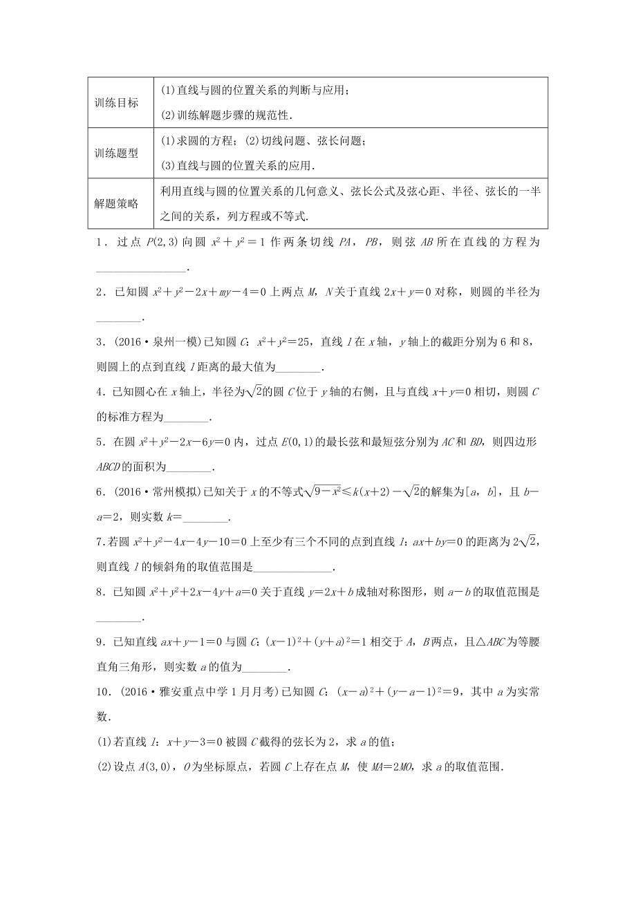 （江蘇專用）高考數(shù)學(xué)專題復(fù)習(xí) 專題9 平面解析幾何 第58練 直線與圓綜合練練習(xí) 文-人教版高三數(shù)學(xué)試題_第1頁(yè)