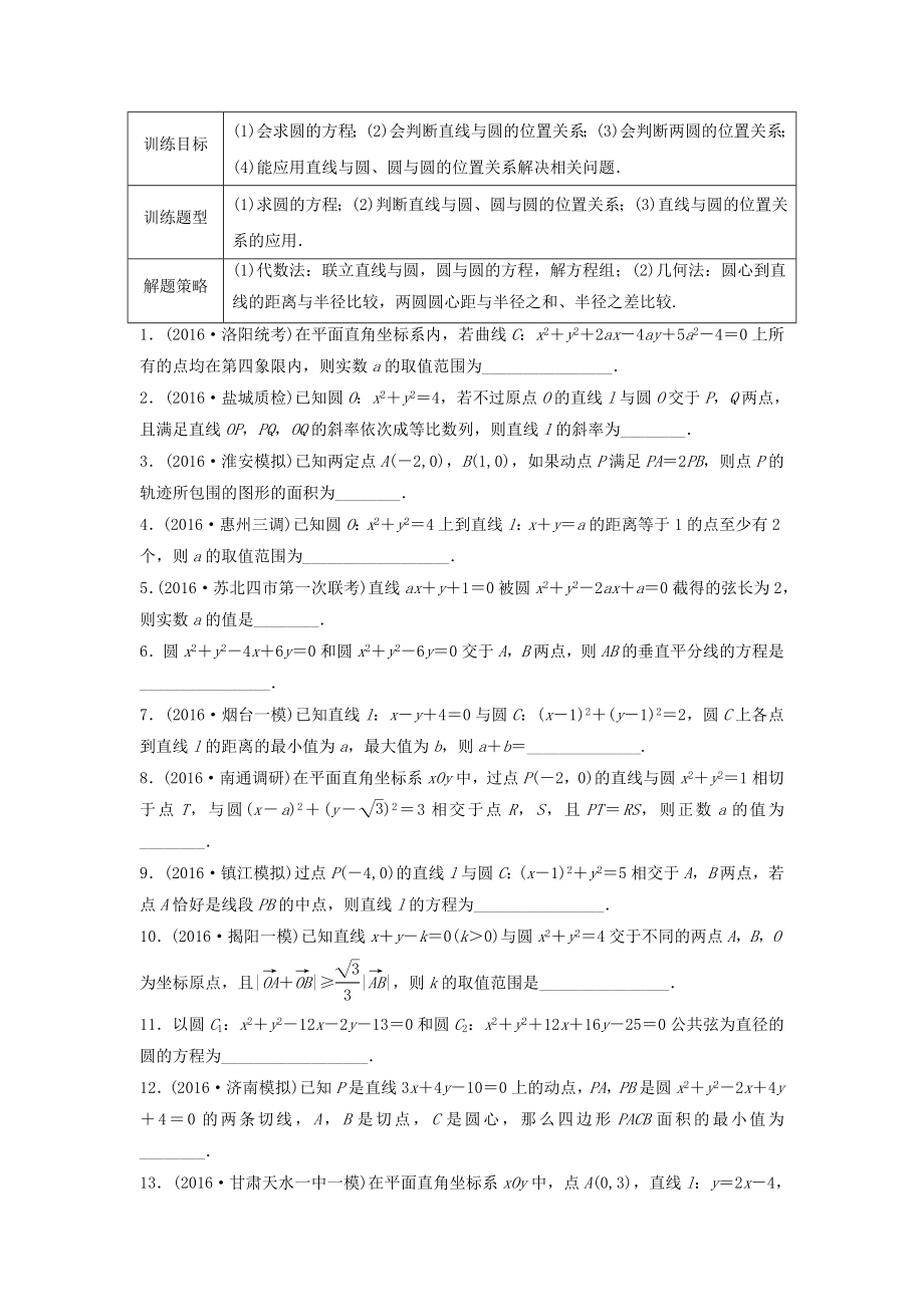 （江蘇專用）高考數(shù)學(xué)專題復(fù)習(xí) 專題9 平面解析幾何 第59練 直線與圓、圓與圓的位置關(guān)系練習(xí) 理-人教版高三數(shù)學(xué)試題_第1頁(yè)