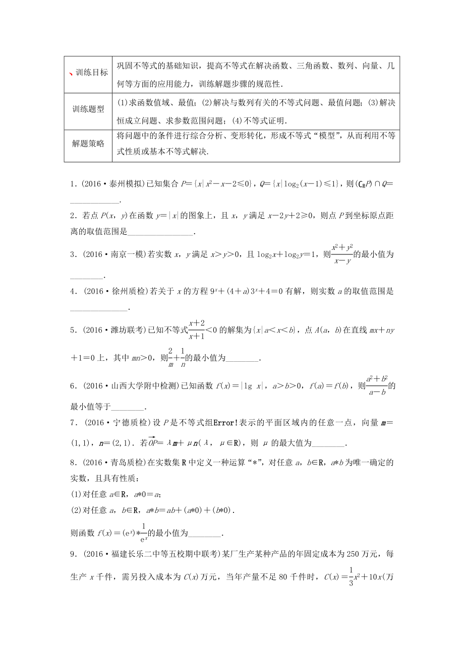 （江蘇專用）高考數(shù)學專題復習 專題7 不等式 第47練 不等式綜合練練習 文-人教版高三數(shù)學試題_第1頁