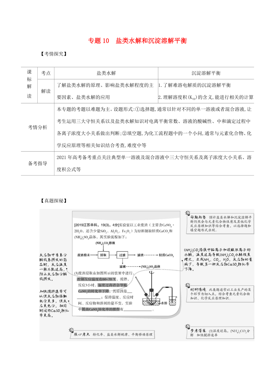 （江苏版）高考化学一轮复习 专题10 盐类水解和沉淀溶解平衡精练（含解析）-江苏版高三全册化学试题_第1页