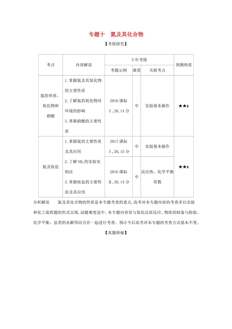 （課標(biāo)版）高考化學(xué)一輪復(fù)習(xí) 專題十 氮及其化合物精練（含解析）-人教版高三化學(xué)試題_第1頁(yè)