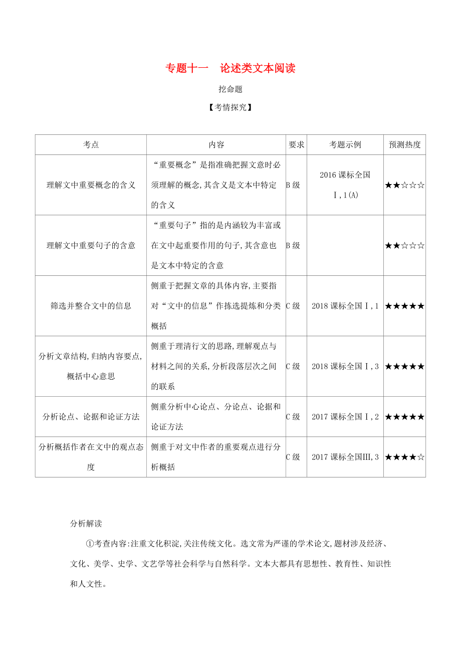 （課標(biāo)專用 5年高考3年模擬A版）高考語文 專題十一 論述類文本閱讀試題-人教版高三語文試題_第1頁