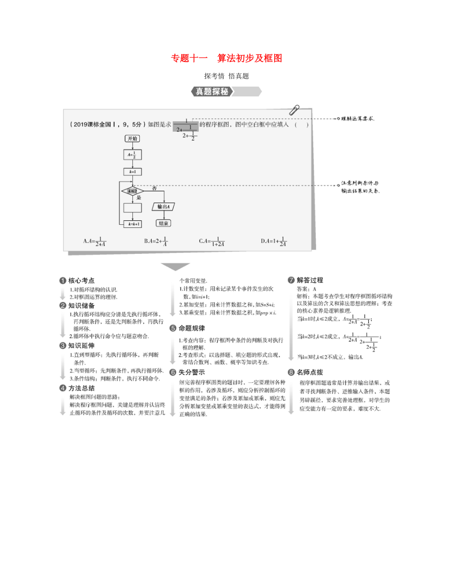 （課標專用 5年高考3年模擬A版）高考數(shù)學 專題十一 算法初步及框圖試題 文-人教版高三數(shù)學試題_第1頁