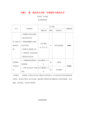 （課標(biāo)專用 A版）高考化學(xué) 專題九 氧、硫及其化合物 環(huán)境保護(hù)與綠色化學(xué)試題-人教版高三化學(xué)試題