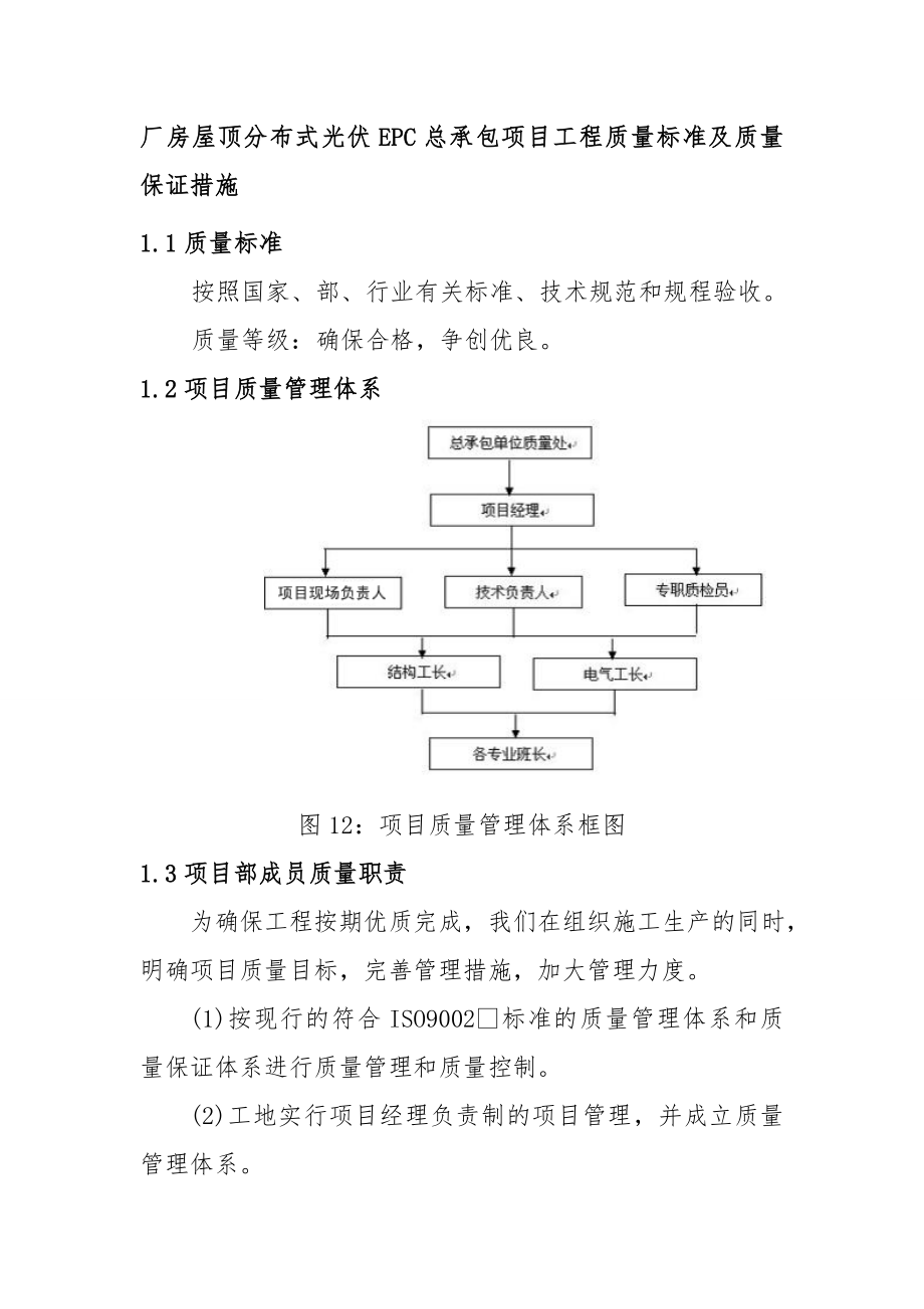 廠房屋頂分布式光伏EPC總承包項目工程質(zhì)量標準及質(zhì)量保證措施_第1頁