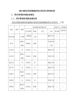 城鄉(xiāng)建設(shè)用地增減掛鉤示范項目管理機構(gòu)