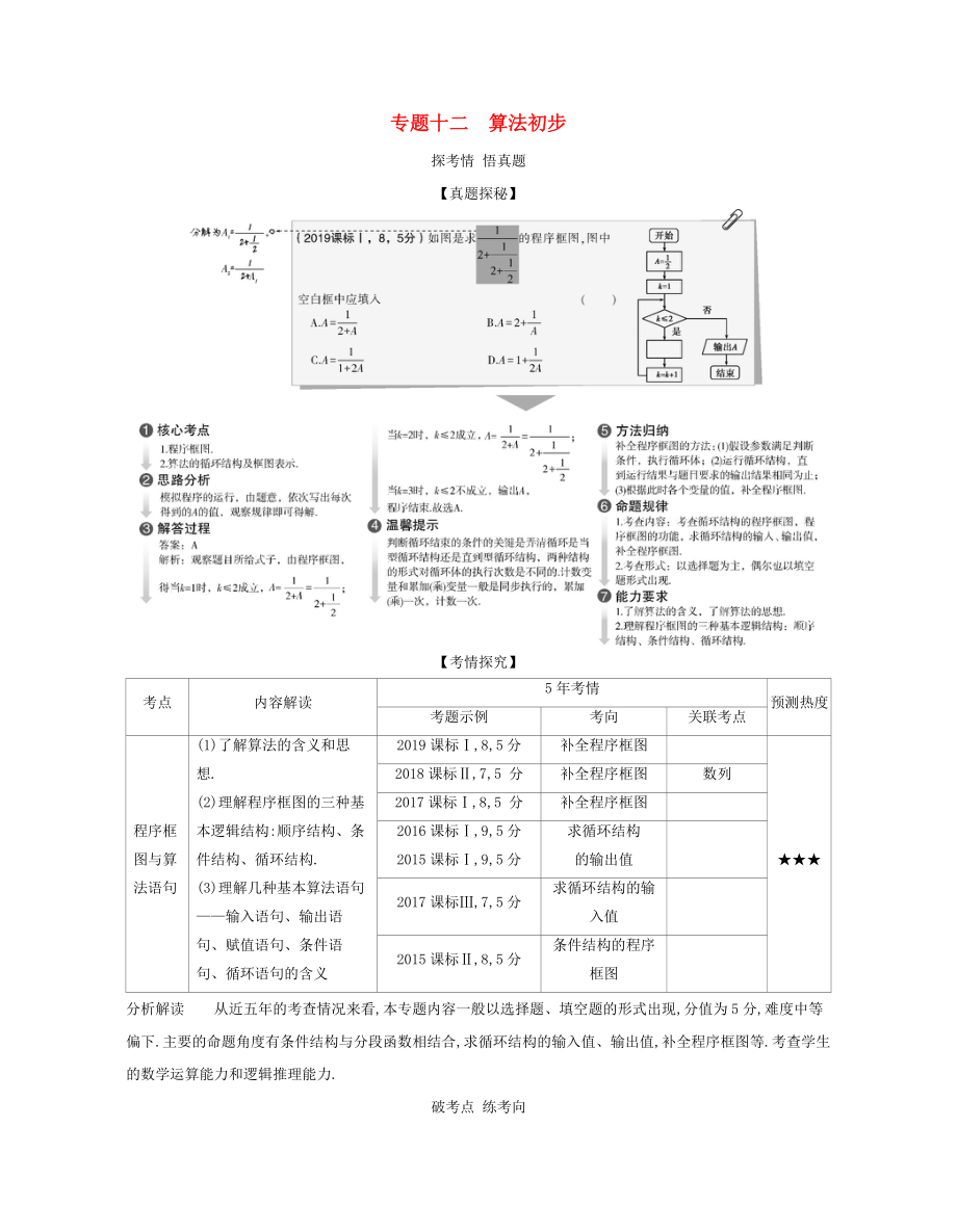 （課標(biāo)專用 5年高考3年模擬A版）高考數(shù)學(xué) 專題十二 算法初步試題 理-人教版高三數(shù)學(xué)試題_第1頁