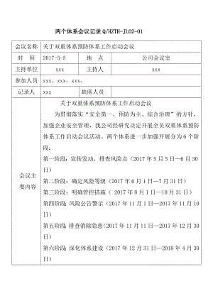 兩個(gè)體系會(huì)議記錄Q