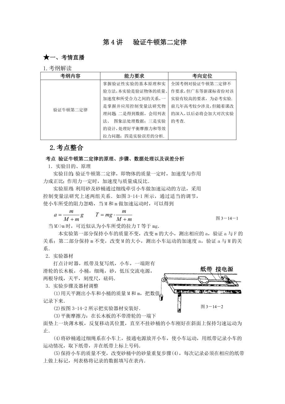 （課標(biāo)人教版）《高考風(fēng)向標(biāo)》物理 第3章 運動和力 第4講 驗證牛頓第二定律_第1頁