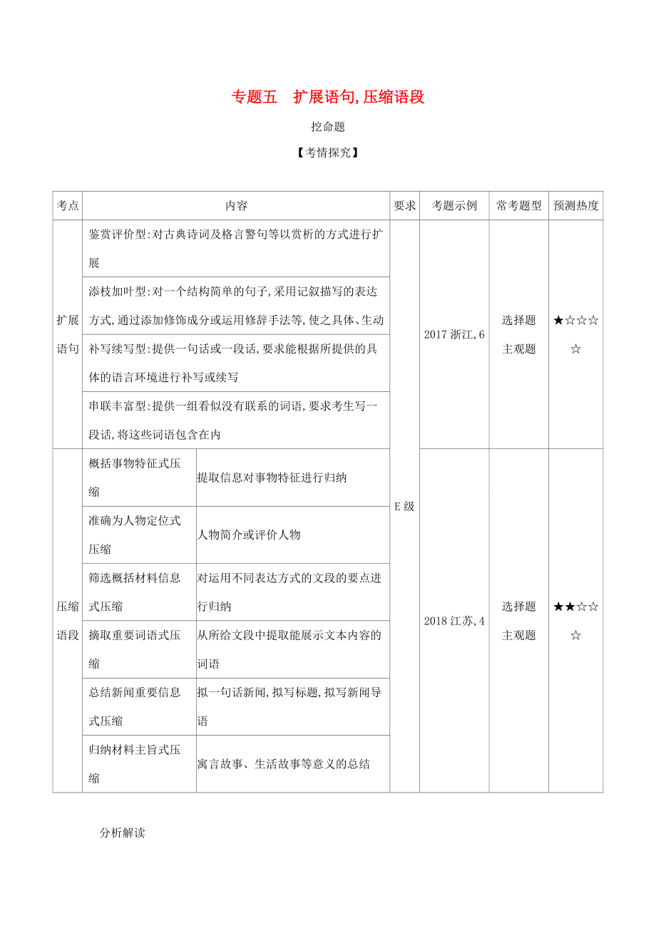 （课标专用 A版）高考语文 专题五 扩展语句,压缩语段试题-人教版高三语文试题_第1页